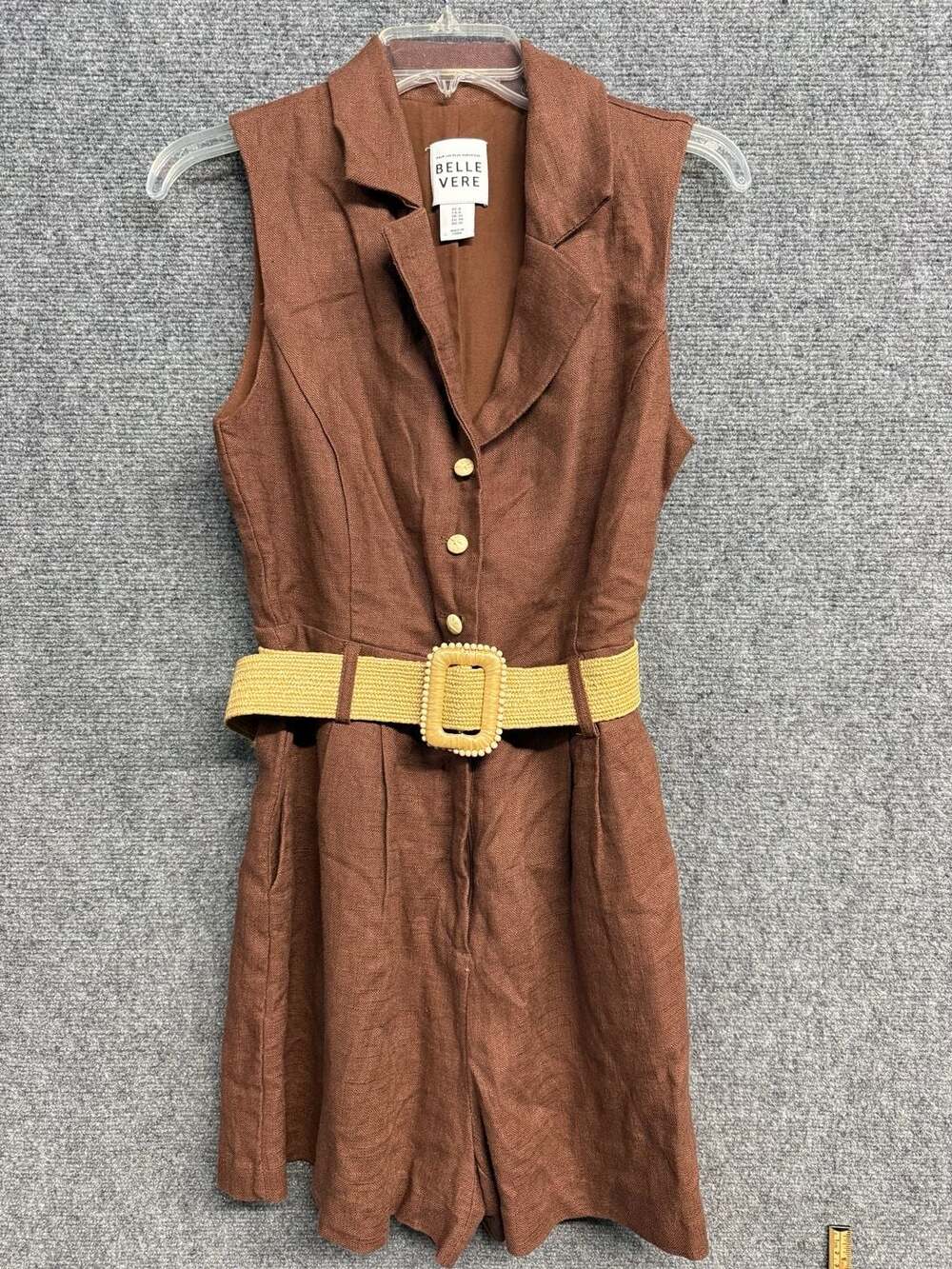 Belle Vere Sleeveless Blazer Romper Brown Size 6